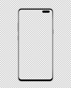 Mobile phone with transparent screen. Phone Mockup. Vector graphic.