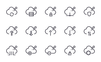 Cloud computing icons set outline style