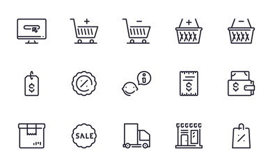 E-commerce icons set outline style