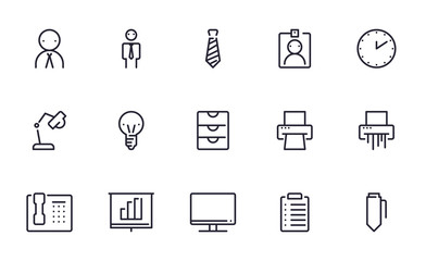 Office icons set outline style