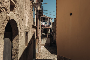 SAN FILI / ITALY -  AUGUST 2019: Hanging clothes in the old town
