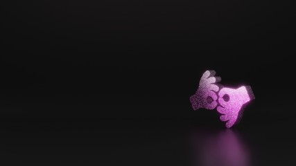 science glitter symbol of American sign language interpreting icon 3D rendering