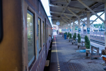 Nakhon Ratchasima,Thailind,2019. The train station image was taken from the train.