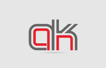 red grey alphabet letter logo combination AK A K for icon design