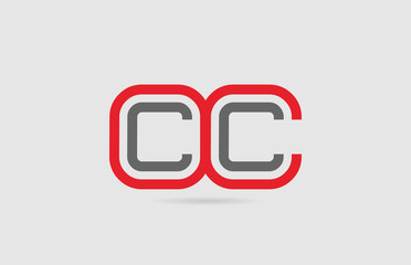 red grey alphabet letter logo combination CC C C for icon design