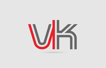 red grey alphabet letter logo combination VK V K for icon design
