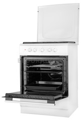 Open gas stove, isolated, white background