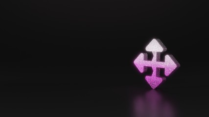 science glitter symbol of four direction arrows icon 3D rendering