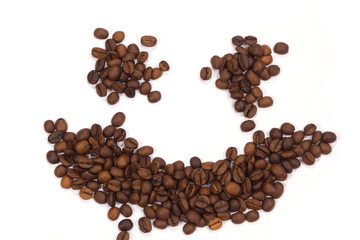 Coffee beans on isolated white background