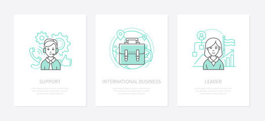 International business - line design style icons set