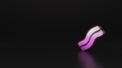 science glitter symbol of bacon icon 3D rendering