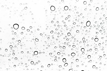 Rain drops on window glasses surface Natural Pattern of raindrops. Natural pattern of raindrops on white background for your design.