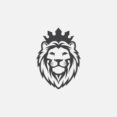 lion luxury logo icon template, elegant lion logo design illustration, lion head with crown logo, lion elegant symbol