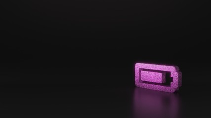 science glitter horizontal symbol of battery three quarters icon 3D rendering