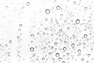 Rain drops on window glasses surface Natural Pattern of raindrops. Natural pattern of raindrops on white background for your design.