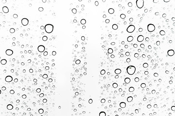 Rain drops on window glasses surface Natural Pattern of raindrops. Natural pattern of raindrops on white background for your design.