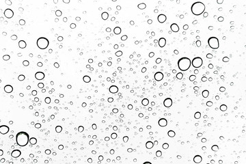 Rain drops on window glasses surface Natural Pattern of raindrops. Natural pattern of raindrops on white background for your design.