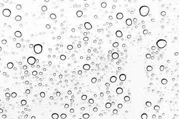 Rain drops on window glasses surface Natural Pattern of raindrops. Natural pattern of raindrops on white background for your design.