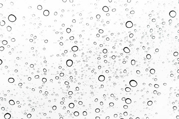 Rain drops on window glasses surface Natural Pattern of raindrops. Natural pattern of raindrops on white background for your design.