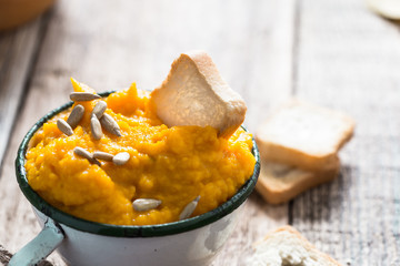 Plant based food, pumpkin dip, snack