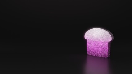 science glitter symbol of bread slice icon 3D rendering