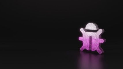 science glitter symbol of bug icon 3D rendering
