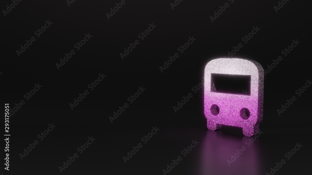Poster science glitter symbol of front view of a bus icon 3d rendering