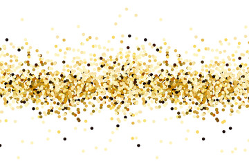 Gold sequins isolated on white background. Gold confetti.