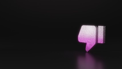 science glitter symbol of thumbs down icon 3D rendering