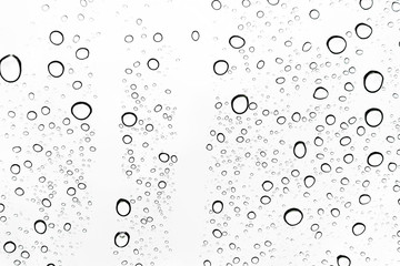 Rain drops on window glasses surface Natural Pattern of raindrops. Natural pattern of raindrops on white background for your design.