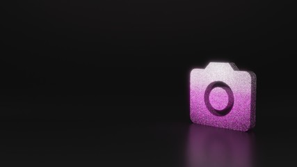 science glitter symbol of camera icon 3D rendering