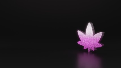 science glitter symbol of cannabis leaf icon 3D rendering