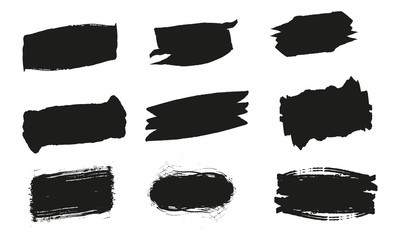 Set of hand drawn paint object black on white background.  Vector black paint, ink brush stroke, brush. Scribble texture.