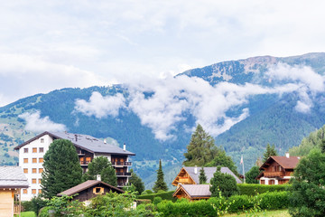 Fototapeta na wymiar In an Alpine village.