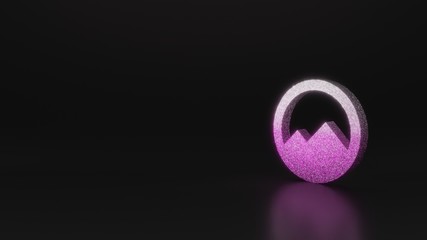 science glitter symbol of circle mountain icon 3D rendering