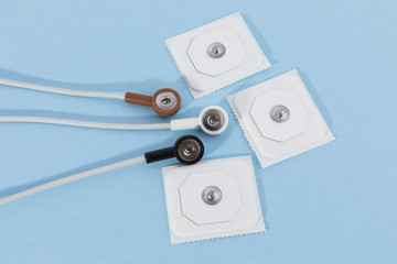 electrocardiography ECG EKG leads and electrode pads for a heartbeat monitor