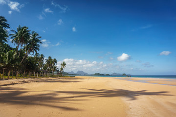 Scenic view of the Twin Beach in El Nido, Palawan, Philippines