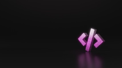 science glitter symbol of code tag icon 3D rendering