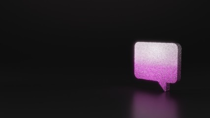 science glitter symbol of rectangular chat bubble icon 3D rendering