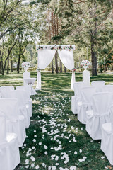 Wedding arch decorated with flowers