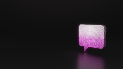 science glitter symbol of rounded chat bubble icon 3D rendering