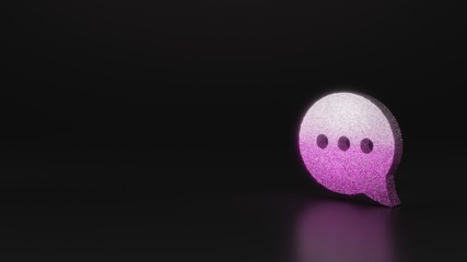 science glitter symbol of rounded chat bubble icon 3D rendering