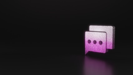 science glitter symbol of two rounded chat bubbles icon 3D rendering