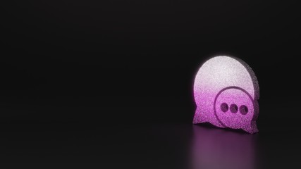 science glitter symbol of two rounded chat bubble icon 3D rendering
