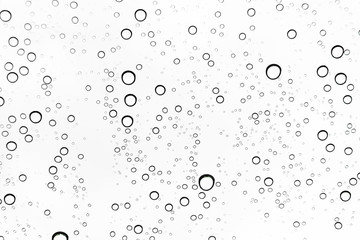 Rain drops on window glasses surface Natural Pattern of raindrops. Natural pattern of raindrops on white background for your design.