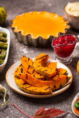 Grilled pumpkin. Thanksgiving Day food