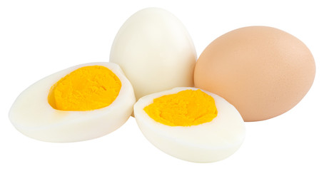 Boiled eggs isolated on white background. With clipping path
