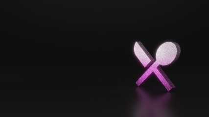 science glitter symbol of cutlery  icon 3D rendering