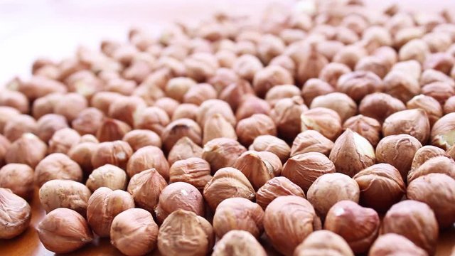 Fresh hazelnuts close up view, filbert fresh fruits