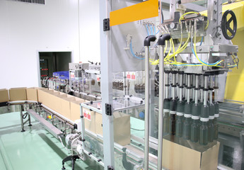 Close up Beverage bottle sorting machine